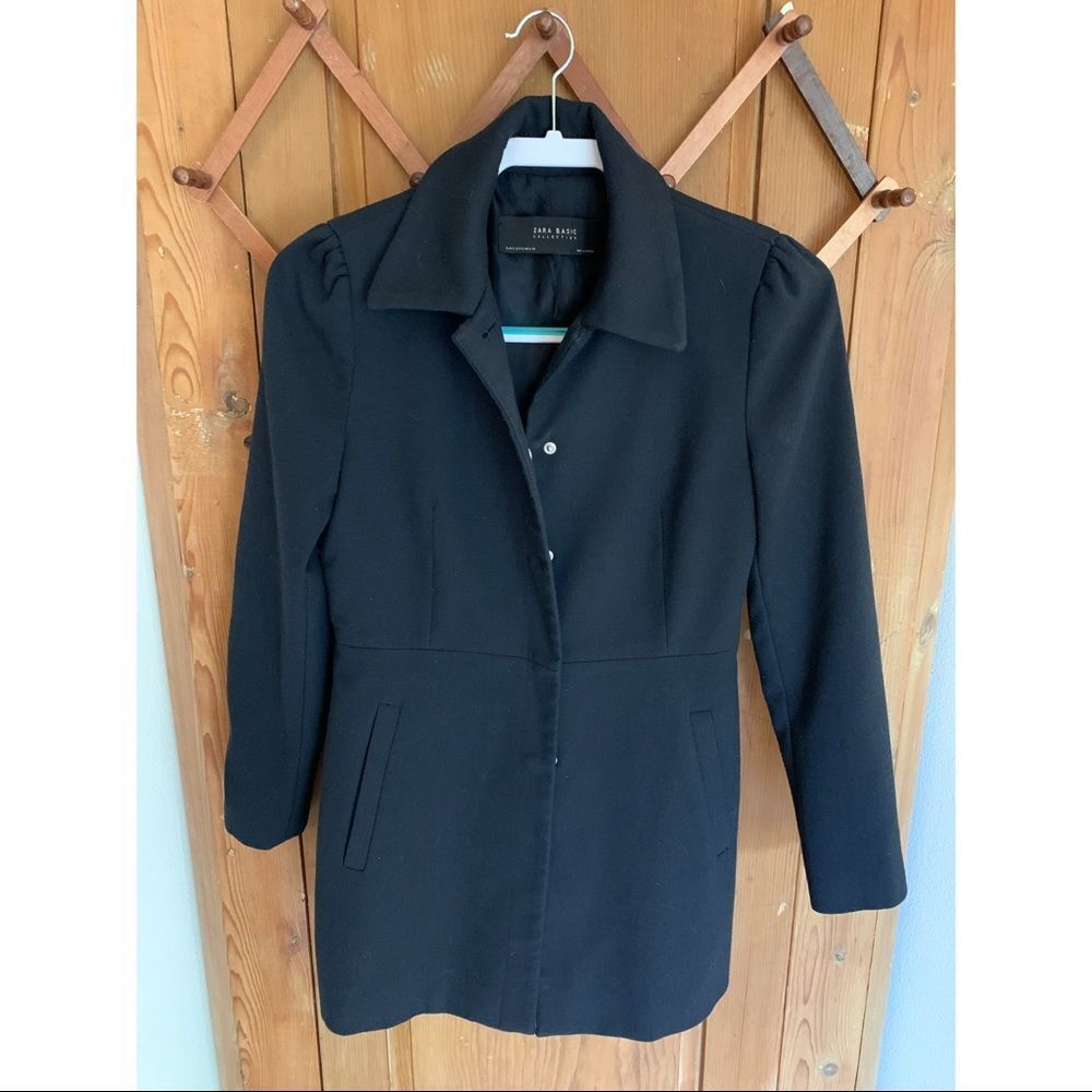 Zara navy blue long sleeve pea coat